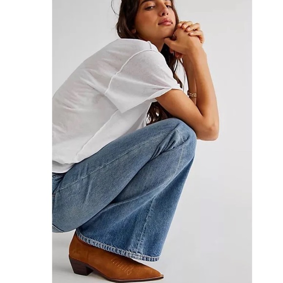 Free People New Dawn Jeans High Rise Flares Belgrade Blue New Size 29 - Picture 4 of 12